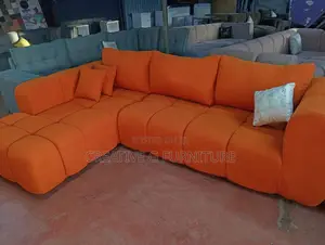 6-Seater Orange L-Shaped Sofa – Bold Modern