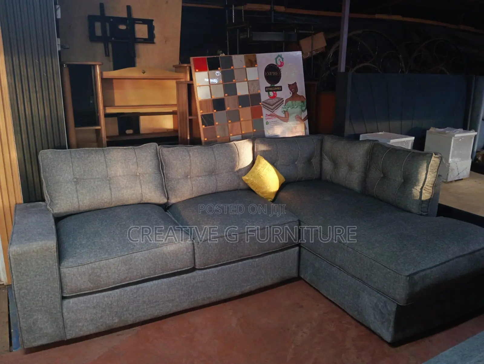 6-Seater L-Shaped Sofa – Tufted Back Comfort