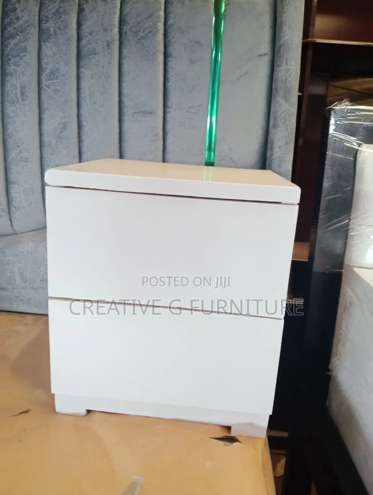Modern White Nightstand With 2 Drawers