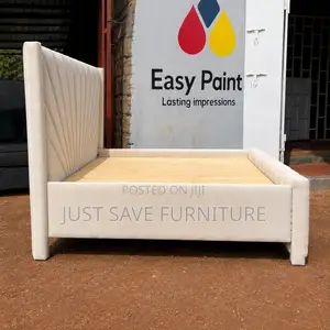 5x6 Luxury Cream Upholstered Bed Frame | Modern Velvet Bed