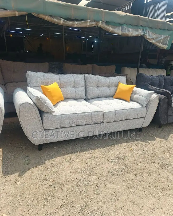 Elegant 3-Seater Butterfly Sofa – Light Grey
