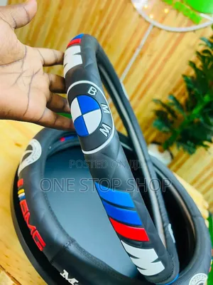 BMW Branded Black Rubber Antislip Quilted Texture Steering Wheel Cover