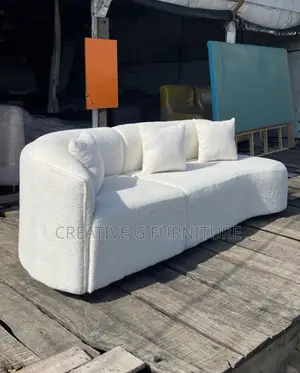 Modern White 4-Seater Curved Sofa