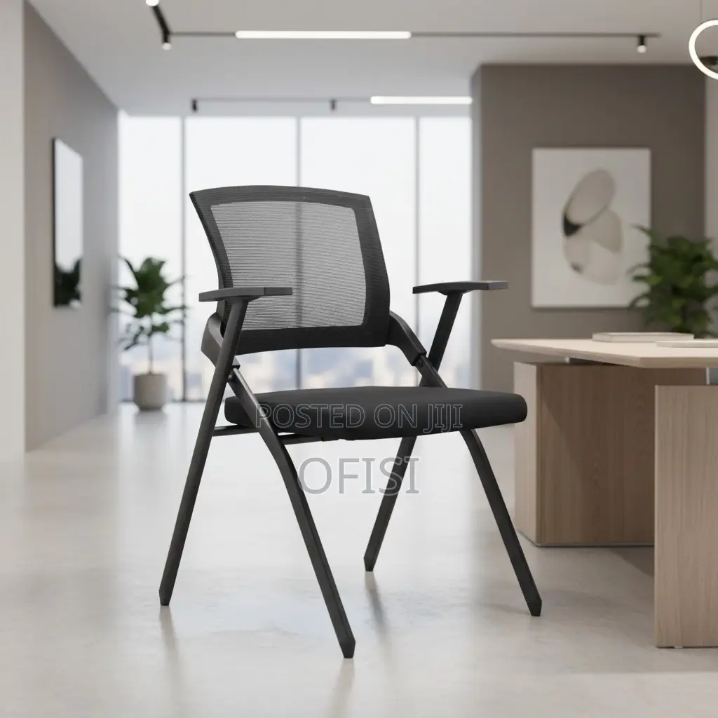 Office Chair; Black Foldable Mesh Office Chair