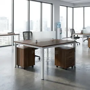 Workstation; Modern 2-Seater Open Plan Office Workstation