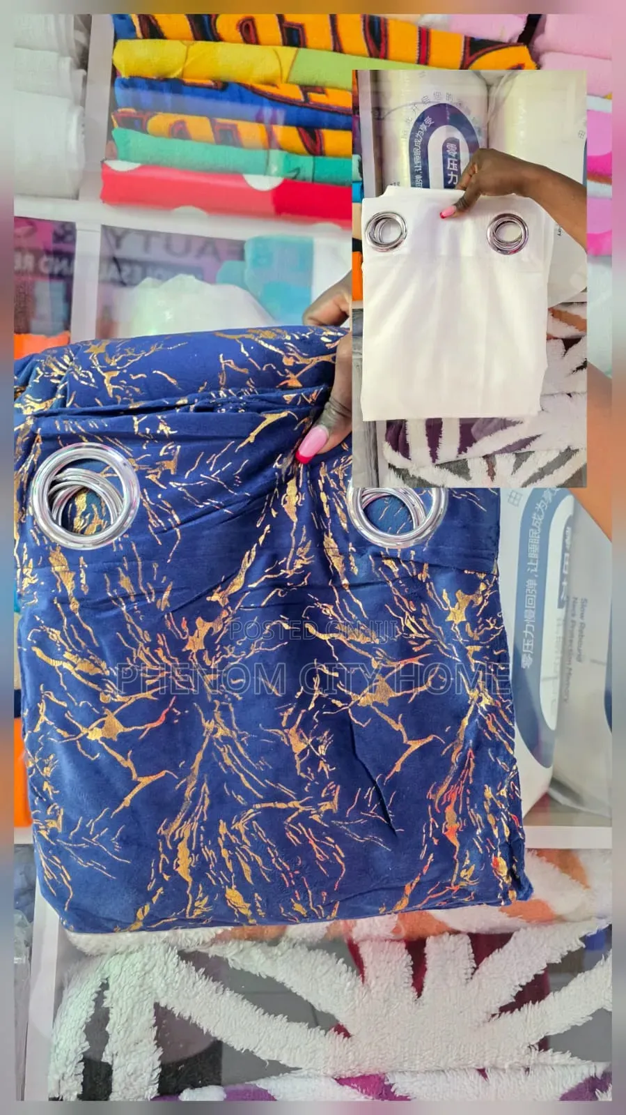 New Gromment/Marble Curtains Set