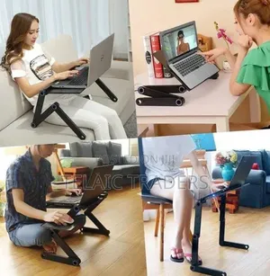 Foldable Metallic Laptop Stand With Mouse Pad and Fan