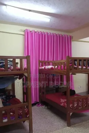 Pink and Green Soft Plain Student Room and Conference Hall Curtains