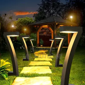 *'7' Shape Solar Garden Pathway Lights With Modern Matte Black Finish