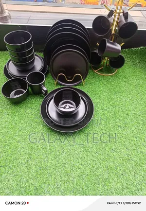 24pcs Black Ceramic Dinner Set
