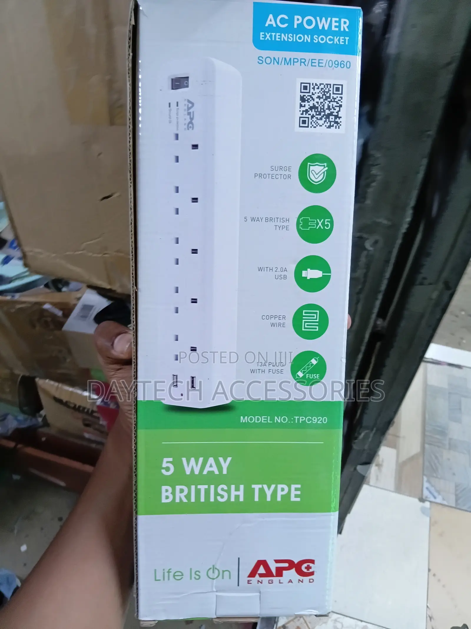 Apc Tpc920 5-Way British-Type Extension Socket With Surge Protection.