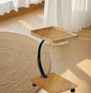 Side Table: MDF Long Snack Table With Wheels