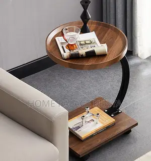 Side Table: MDF Long Snack Table With Wheels
