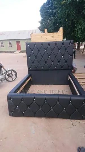 5x6 Black Upholstered Bed