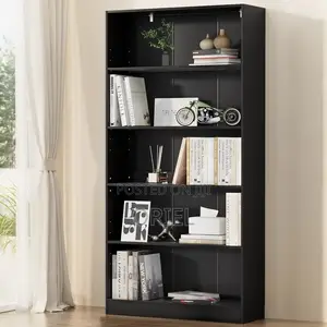 Office Bookshelf : Black Office 5 Shelf Bookcase