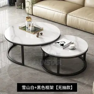 Modern Luxury 2in1 Pure Marble Nesting Tables With Black Stand