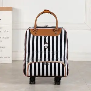 Generic Cabin Trolley Bag Ft Black and White Striped Pattern Wheels