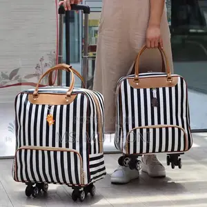 Generic Cabin Trolley Bag Ft Black and White Striped Pattern Wheels