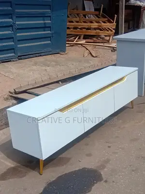 Modern White Tv Stand With Gold Accents