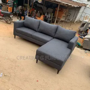Modern 6‐Seater Dark Grey L‐Shaped Sofa