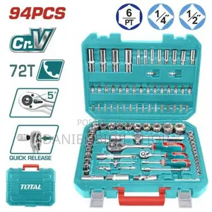 Total 94pcs Socket Set 1/2" 1/4" Tht421942