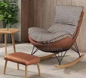 Rocking Chair: Checked Fabric Lobster Lazy Sofa With Legrest