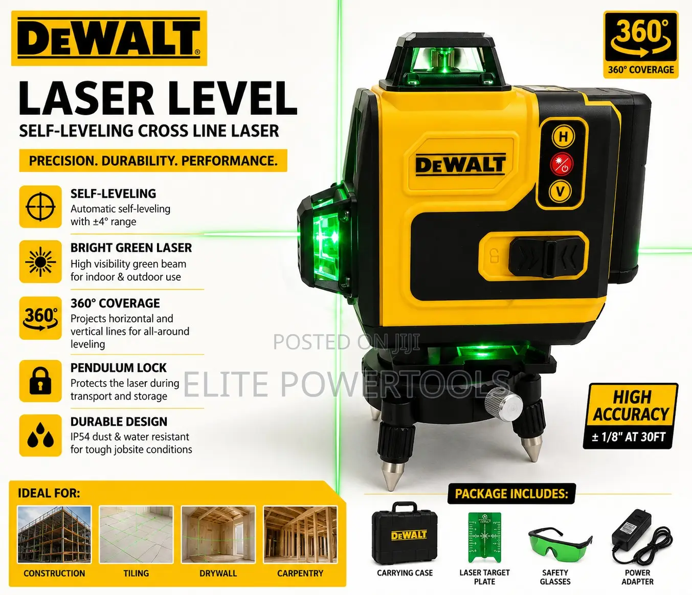 Dewalt 360° Green Laser Level – Self Leveling Heavy Duty