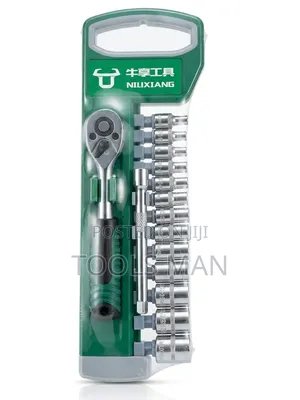 Professional 12pc Ratchet Socket Wrench Set - 1/4 Drive Tool Kit.