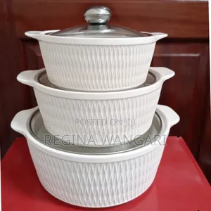*Set of 3 White Soup Pots 