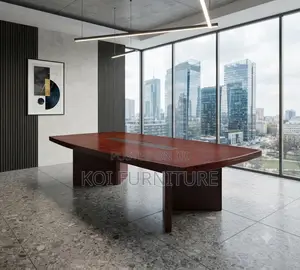 Boardroom Table; 3 Meters Executive Red-Brown Mahogany Diplomacy Table