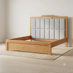 Serene Comfort Upholstered Mahogany Wooden Bed Frame