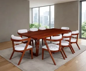 Modern Artisan Solid 8 Seater Mahogany Wood Dining Set