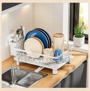 Minimalist Dish Drying Rack With a Durable White-Coated Metal Frame