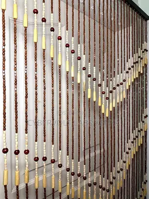 Wooden Beads Salon Curtain – Big Beads (100 × 180 Cm)