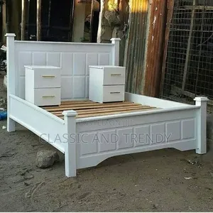 5x6 White Wooden Bed With Two Drawers