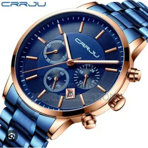 Blue Strap Crrju Stainless Steel Gents Watch