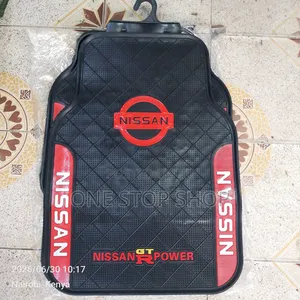 Nissan Branded Floor Mats With Quilted Diamond Pattern With Red Accent