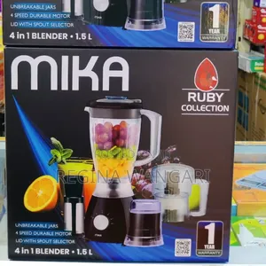 Mika Blender,1.5l,4 in 1, With Grinder, Chopper Ss Filter, 400w,