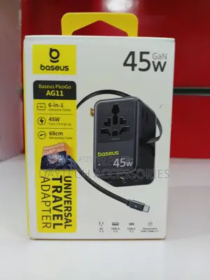 This Is A Baseus Picogo Ag11 Universal Travel Adapter In Cosmic Black.