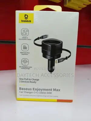 Baseus Enjoyment Max Car Charger C+C Cables 60w Cosmic Black