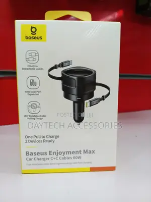 Baseus Enjoyment Max Car Charger 2xusb-C Cable 60w - Black