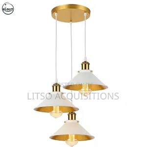 Modern 3-Light White Gold Pendant Ceiling Light | Luxury Hanging