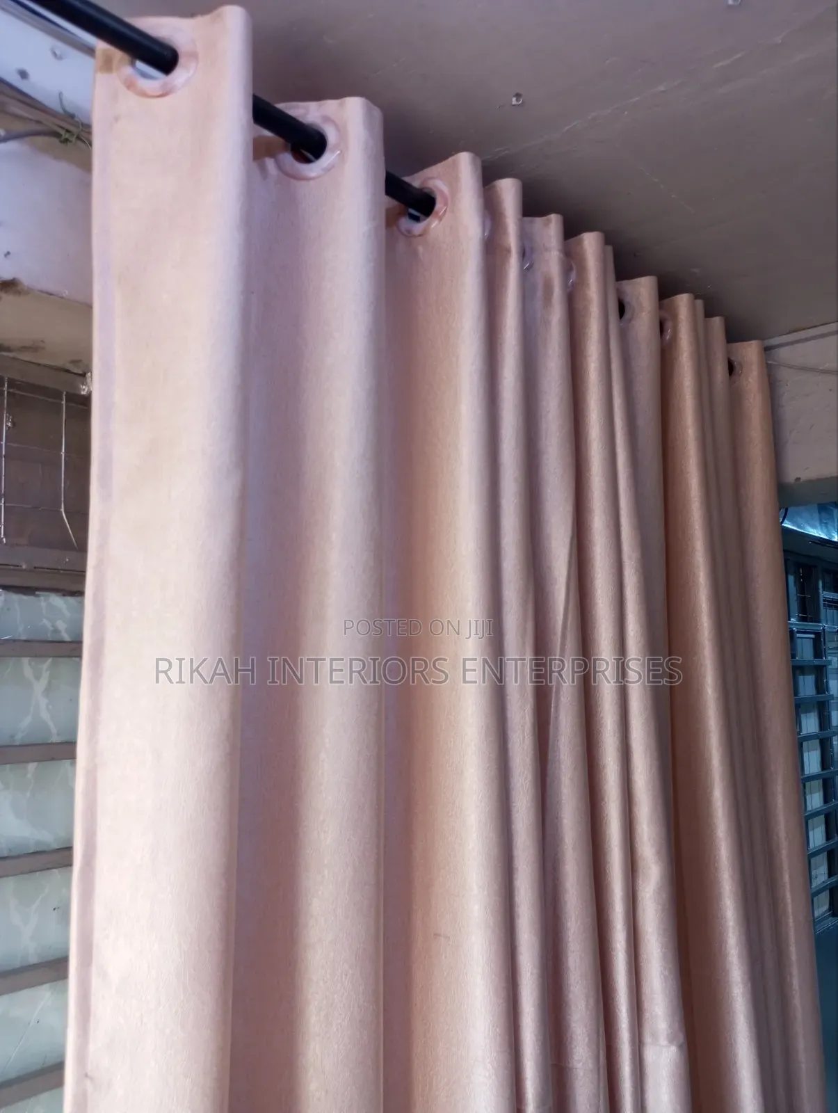 Plain Baige Polyester Curtains Fabrics