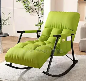 Rocking Chair: Light Green Padded Rocking Chair With Arms