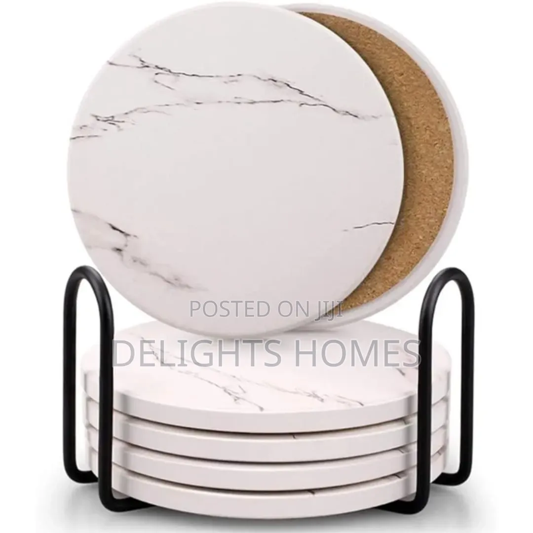 6 PCS Marble Style Ceramic Coasters _Elk