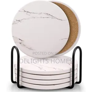 6 PCS Marble Style Ceramic Coasters _Elk