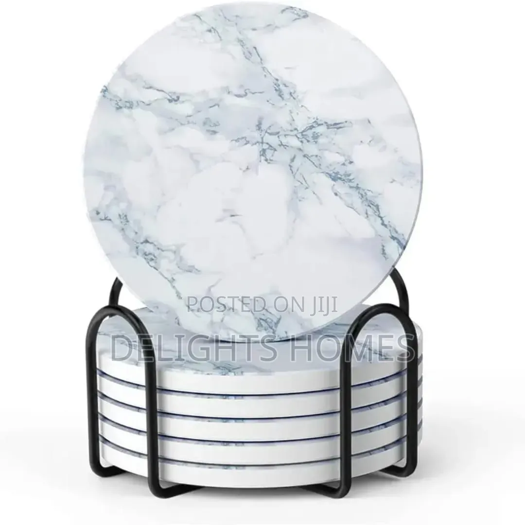 6 PCS Marble Style Ceramic Coasters _Elk