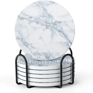 6 PCS Marble Style Ceramic Coasters _Elk