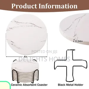 6 PCS Marble Style Ceramic Coasters _Elk