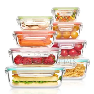 Glass Food Storage Containers Airtight Microwave Safe 8pcs Set
